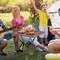 Coffee Foldable Outdoor Picnic Table with Weather-Resistant HDPE Surface and Sturdy Iron Frame